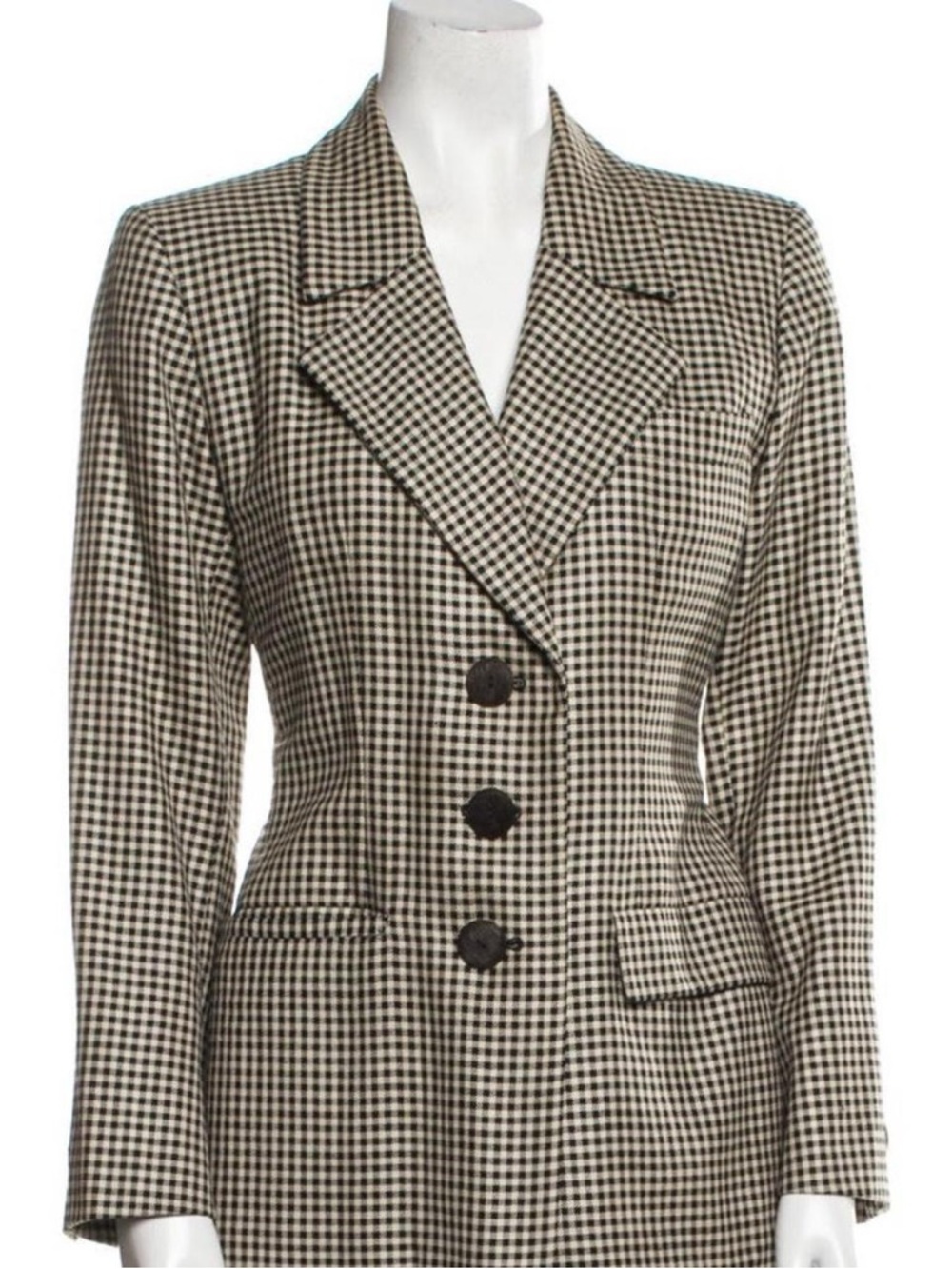 Saint Laurent Black & Cream Houndstooth Women's Blazer